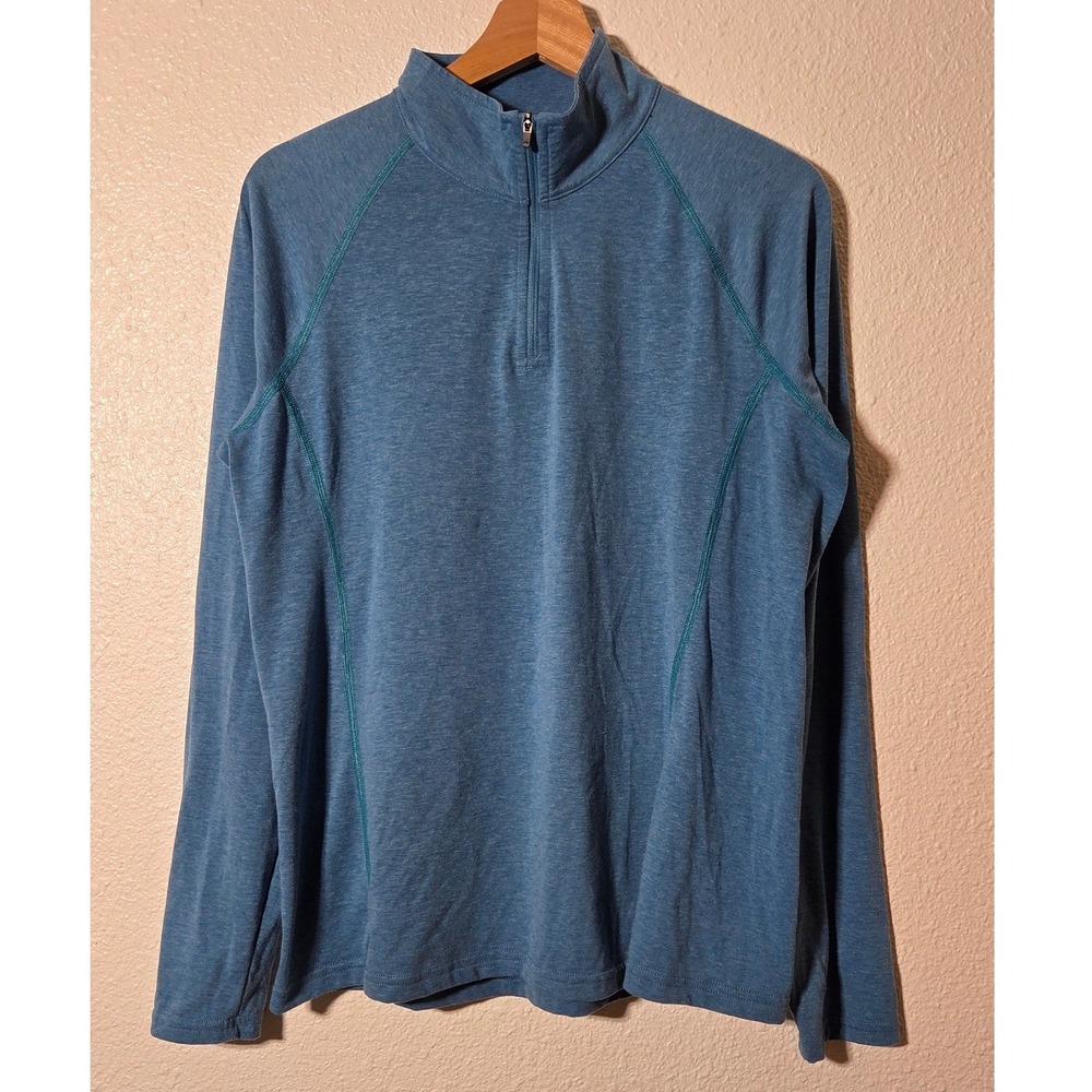 Orvis Women's Medium Blue Heather Quarter Zip Pullover Outdoor Hiking Active Top